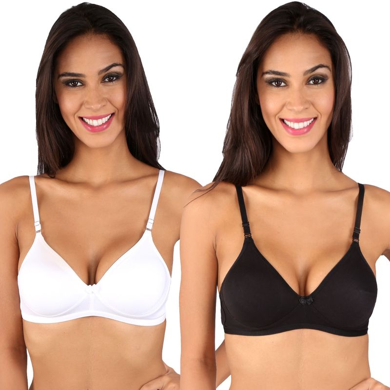 Bralux Dolly T-Shirt Bra White-Black Set Of 2 (30B)