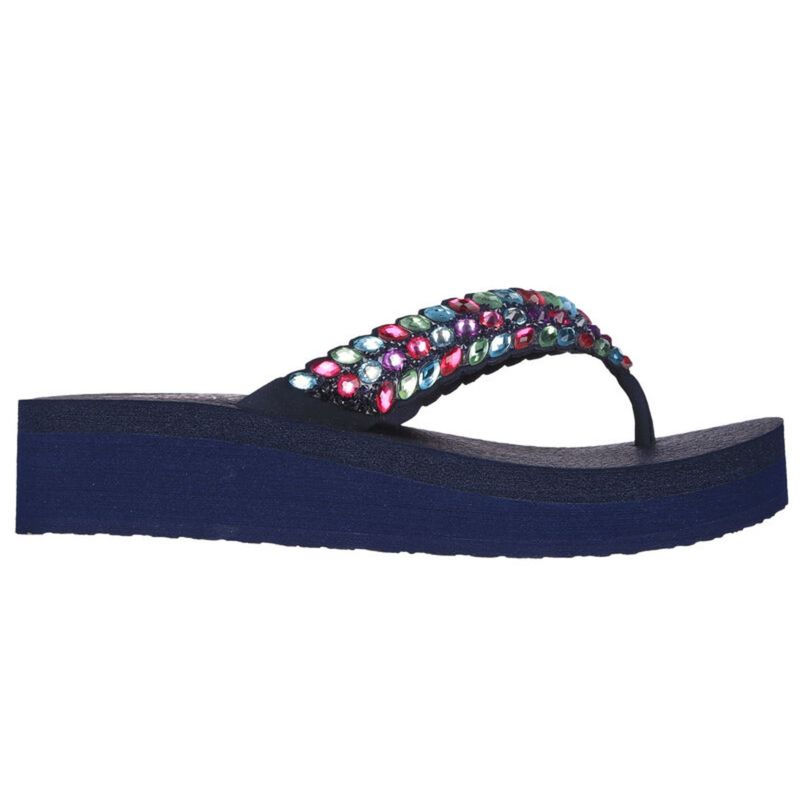 SKECHERS VINYASA - LOVELY OASIS Navy Blue Sandals (UK 6)