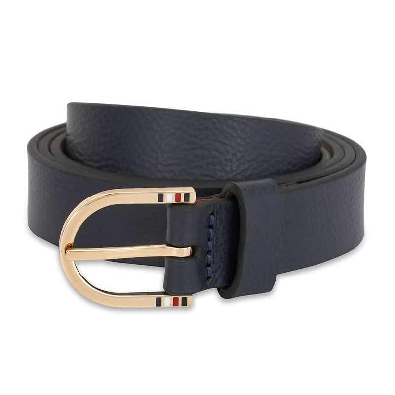 Tommy Hilfiger Fuchsia Women Non Reversible Leather Belt - Navy Blue (L)