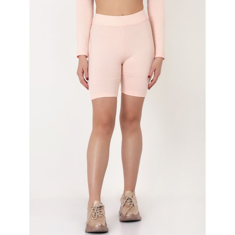 EVERDION Peach Ribbed Biker Shorts (XS)