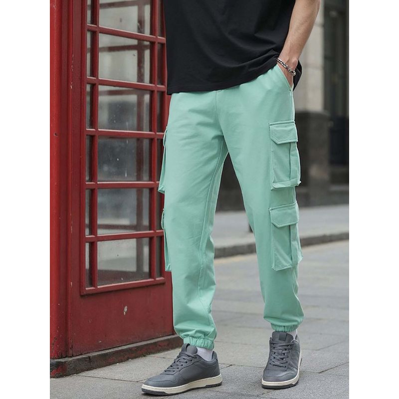 Bewakoof Air 1.0 Men's Green Super Loose Fit Cargo Joggers (S)