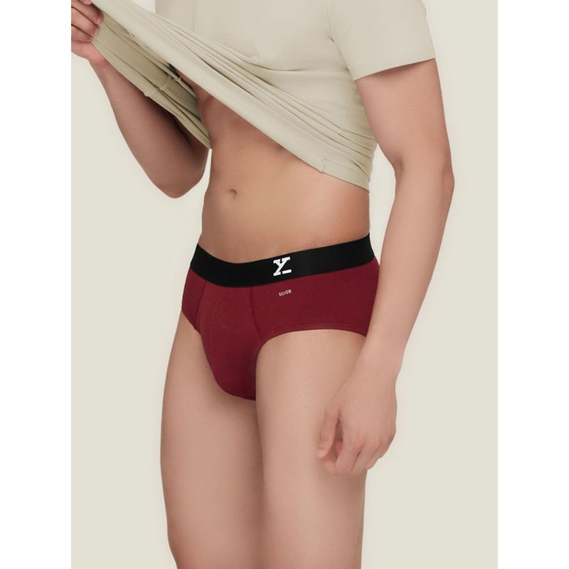 XYXX Men Silver Cotton Underwear Anti-odour Tech Lasting Freshness Maroon (S)