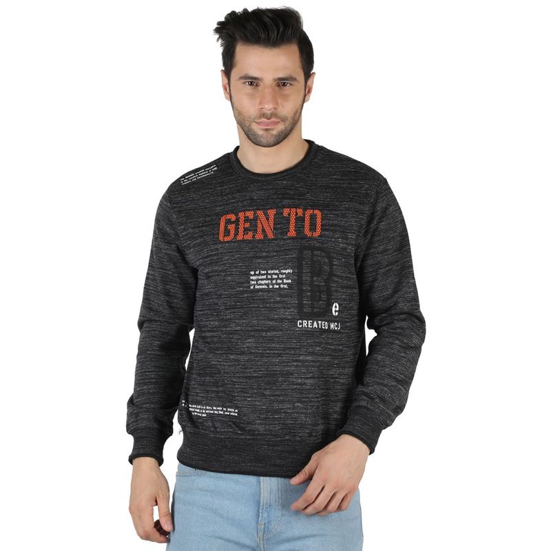Monte Carlo Men Black Cotton Blend Sweatshirt (L)