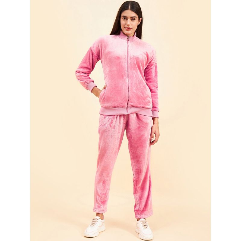 Sweet Dreams Women Pink Solid Track Suit (Set of 2) (XL)