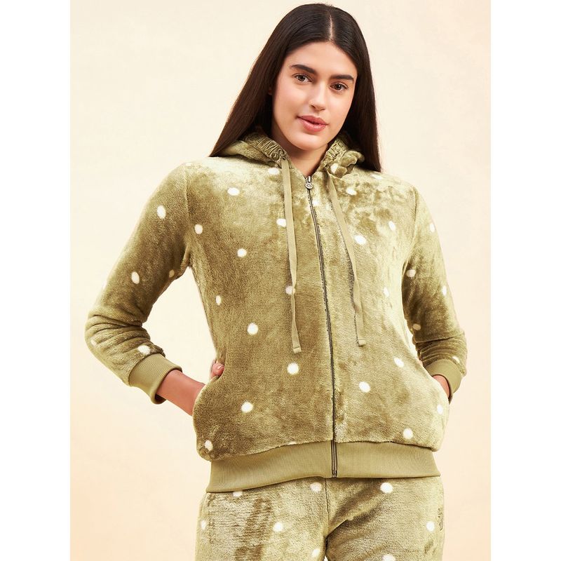 Sweet Dreams Women Green Polka Dots Sweatshirt (S)