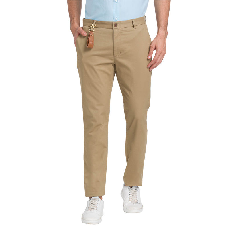 Raymond Slim Fit Solid Dark Khaki Trouser (32)