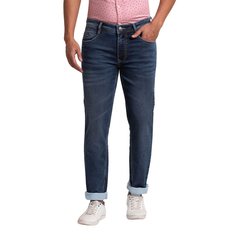 Parx Fit Solid Dark Blue Jeans (38)