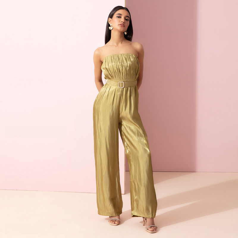 RSVP by Nykaa Fashion Green Topped With Sass Jumpsuit (XS)