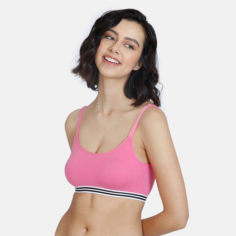 Zivame Serenade Spring Lush Double Layered Non Wired Full Coverage Bralette - Ibis Rose (L)