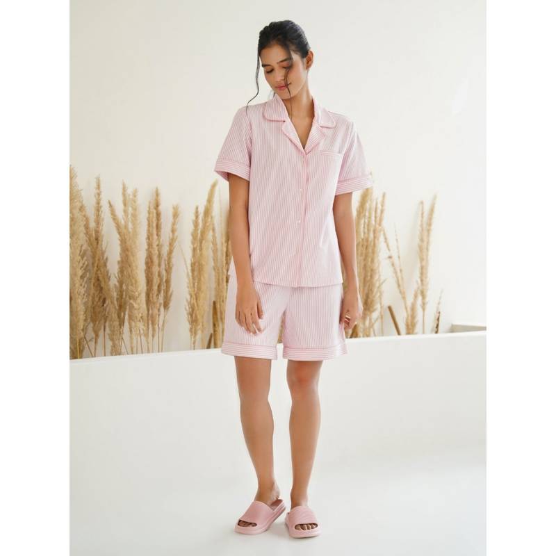 Muvazo Noelle Stripe Shorts With Shirt (Set of 2) (XS)