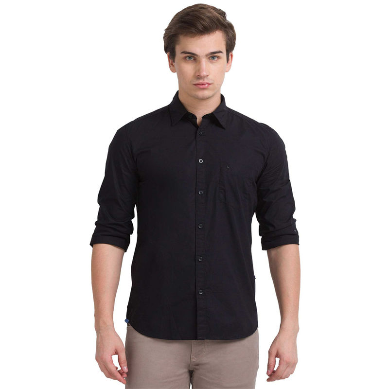 Parx Men Solid Black Shirt (44)