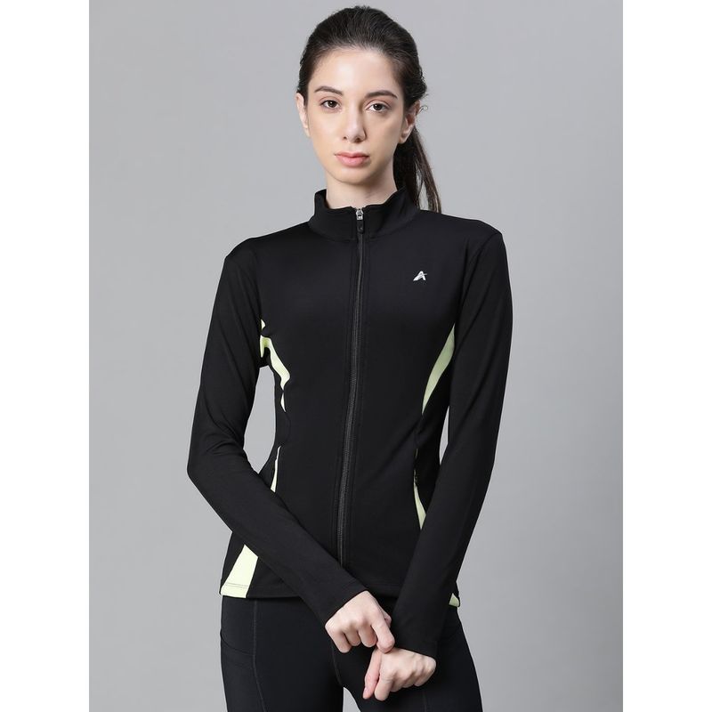 Athlisis Zippered Quick Dry Running Fitness Sports Black Jacket (M)