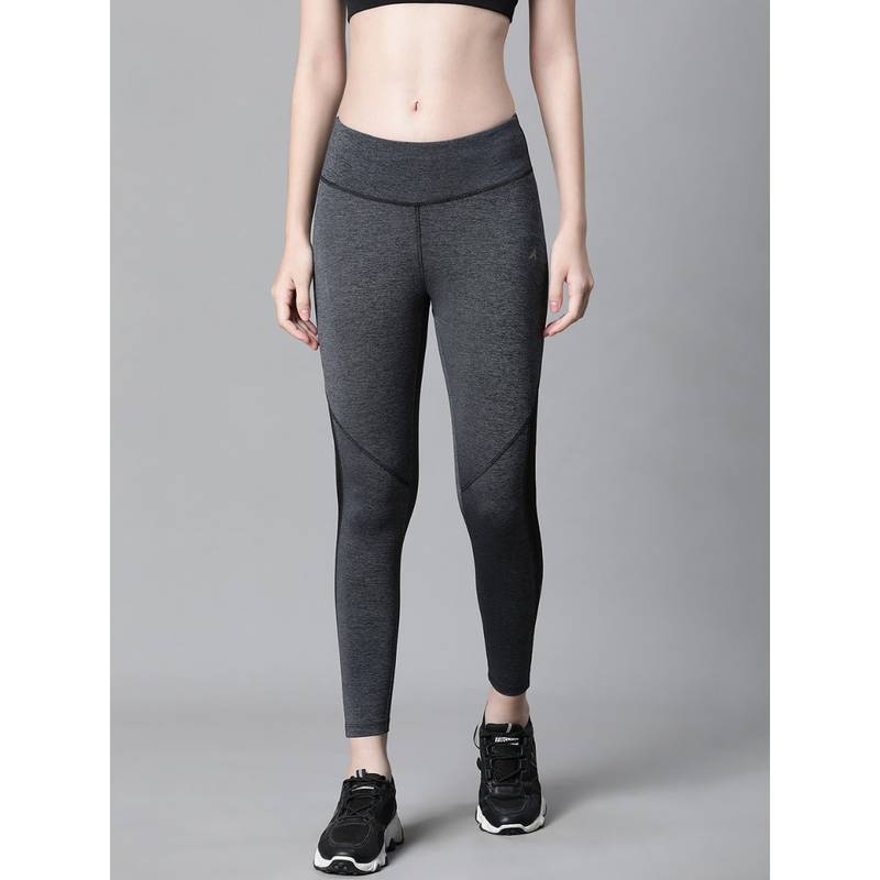 Athlisis Women Grey Solid E-Dry Training Tights (M)