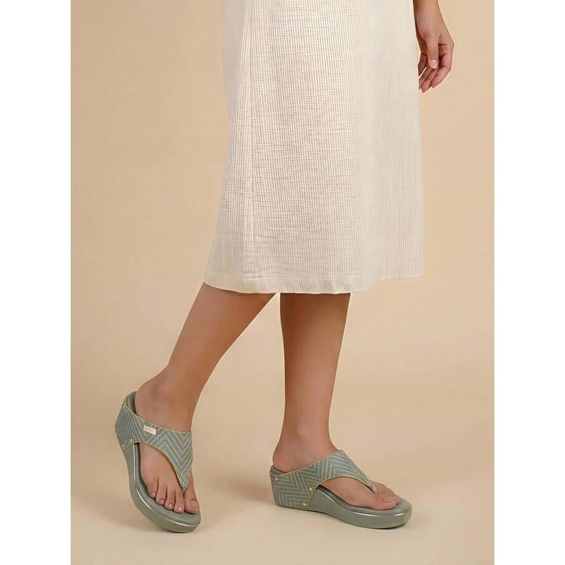 Metro Women Green Casual - Wedges Heels (UK 3)