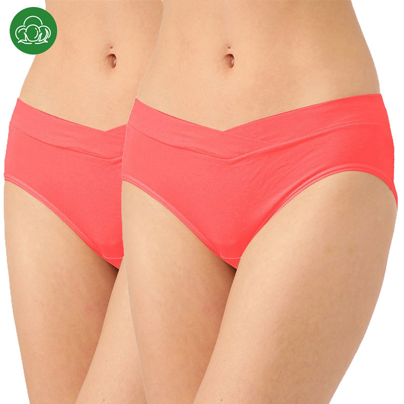Inner Sense Organic Cotton Antimicrobial Maternity Panty Pink (Pack of 2) (3XL)