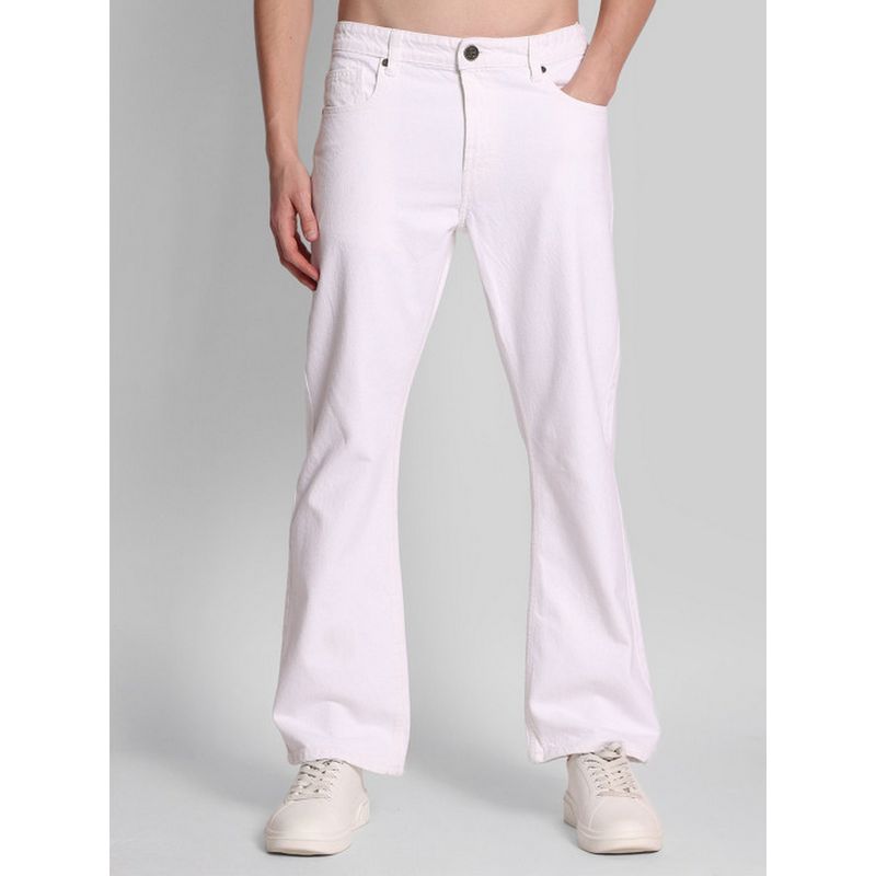 Bene Kleed Men Mid-Rise Boot Cut White Jeans (36)