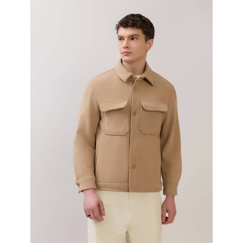Espanshe Alloy Men Light Brown Corduroy Shacket (S) - Image 1