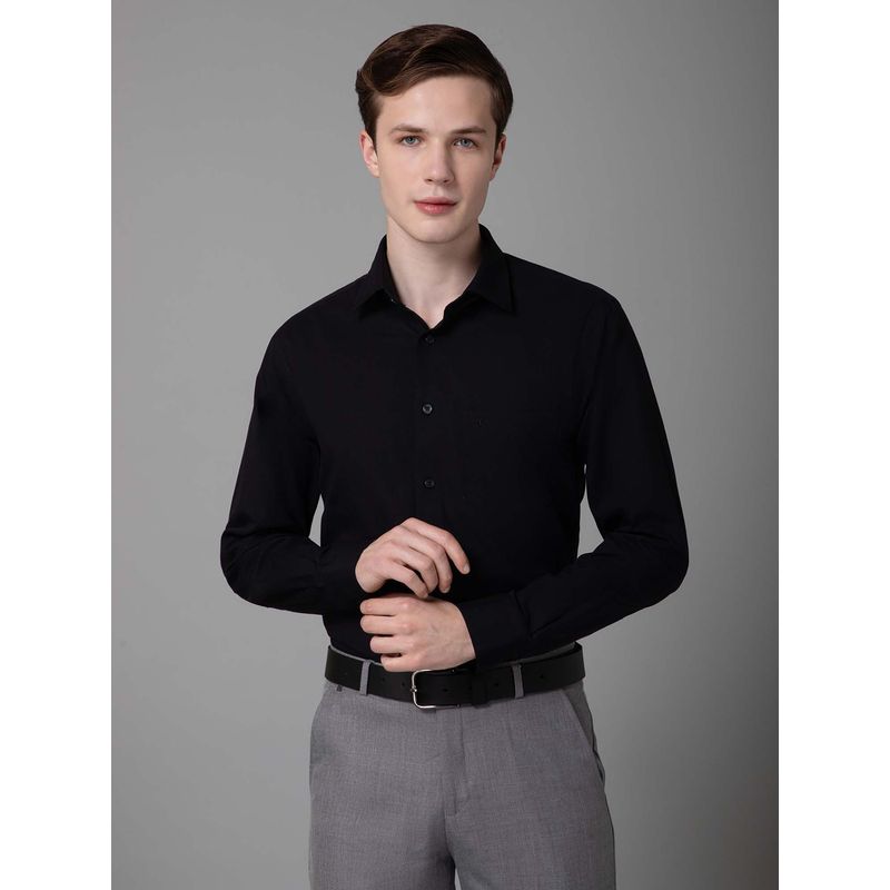 Cantabil Men Black Solid Spread Collar Formal Shirt (38)