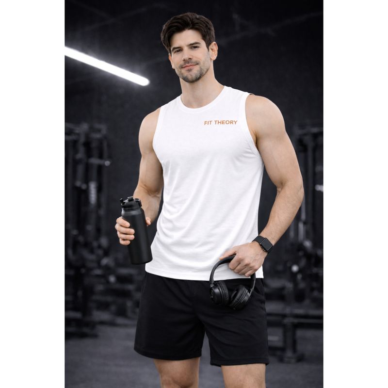 The Fit Theory Men White Tank Top (XS)