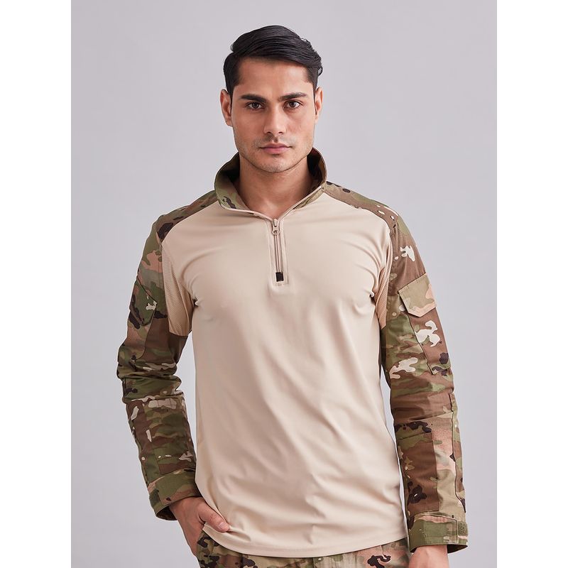 MountMiller Men's Camouflage Full Sleeve Ripstop Tactical Polo T-Shirt |Moisture-Wicking | UV Protective (S)