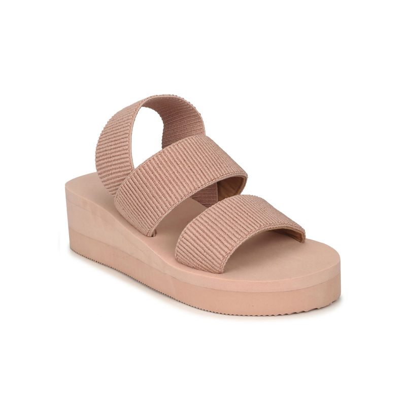 Truffle Collection Beige Eva Back Strap Wedges - UK 6