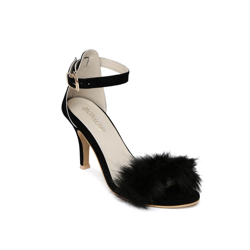 Black sales fuzzy heels