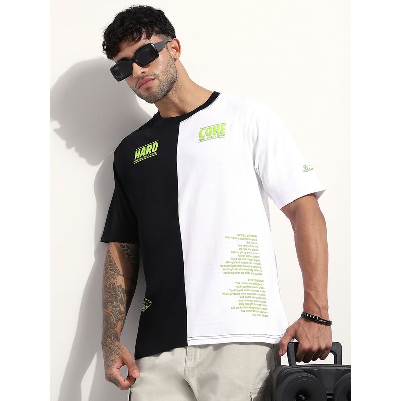 Difference of Opinion Men Oversized Cut and Sew Embossed Black T-Shirt (S)