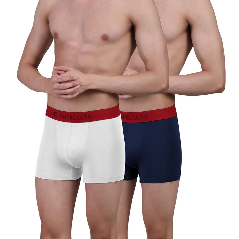 FREECULTR Mens Underwear AntiBacterial Micromodal AntiChaffing Trunk, Pack of 2 - Multi-Color (S)