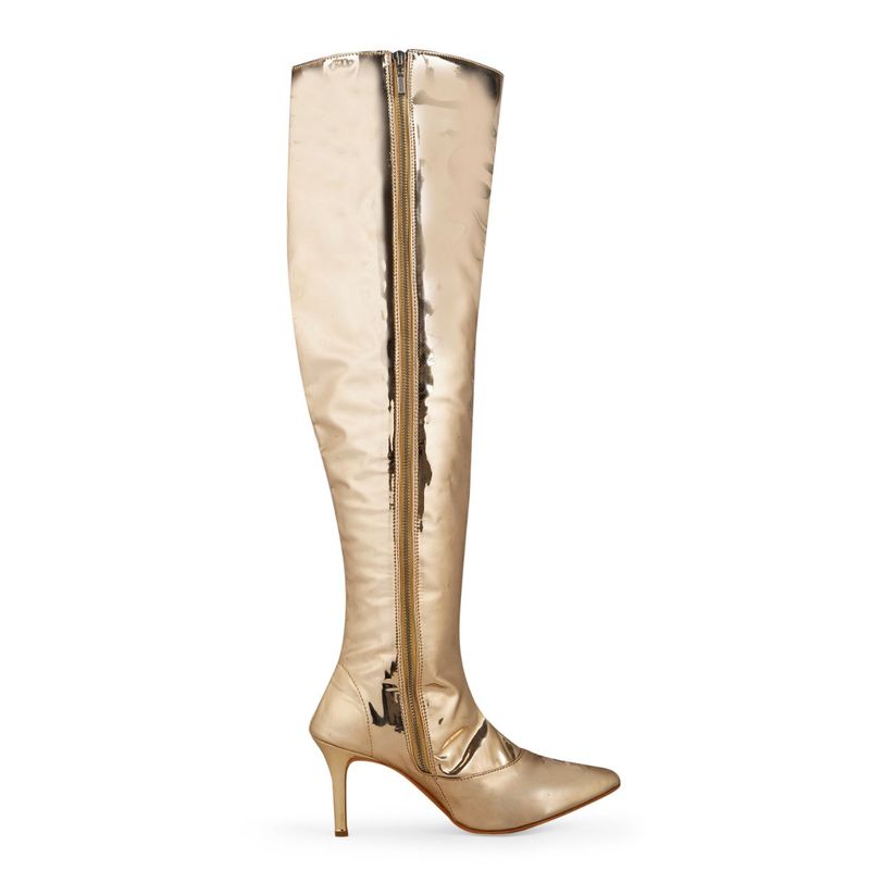 Zori World Queen-Solid Gold Over The Knee Boots (EURO 35)