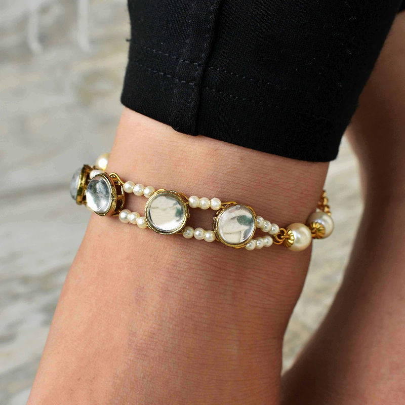 BeAbhika Pearl Bar Anklet -Pair of Two Pieces (M-L)