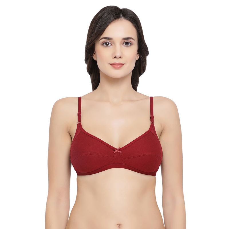 Clovia Cotton Rich Solid Non-Padded Full Cup Wire Free Everyday Bra - Maroon (34D)