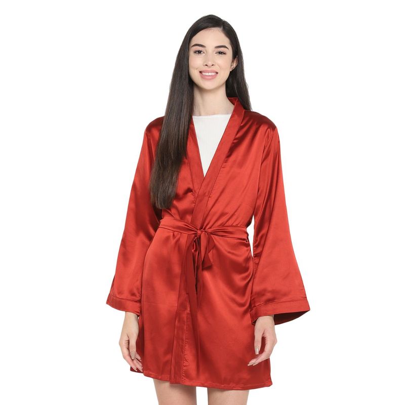 Shopbloom Women'S Satin Red Robe Buy Shopbloom Women'S Satin Red Robe