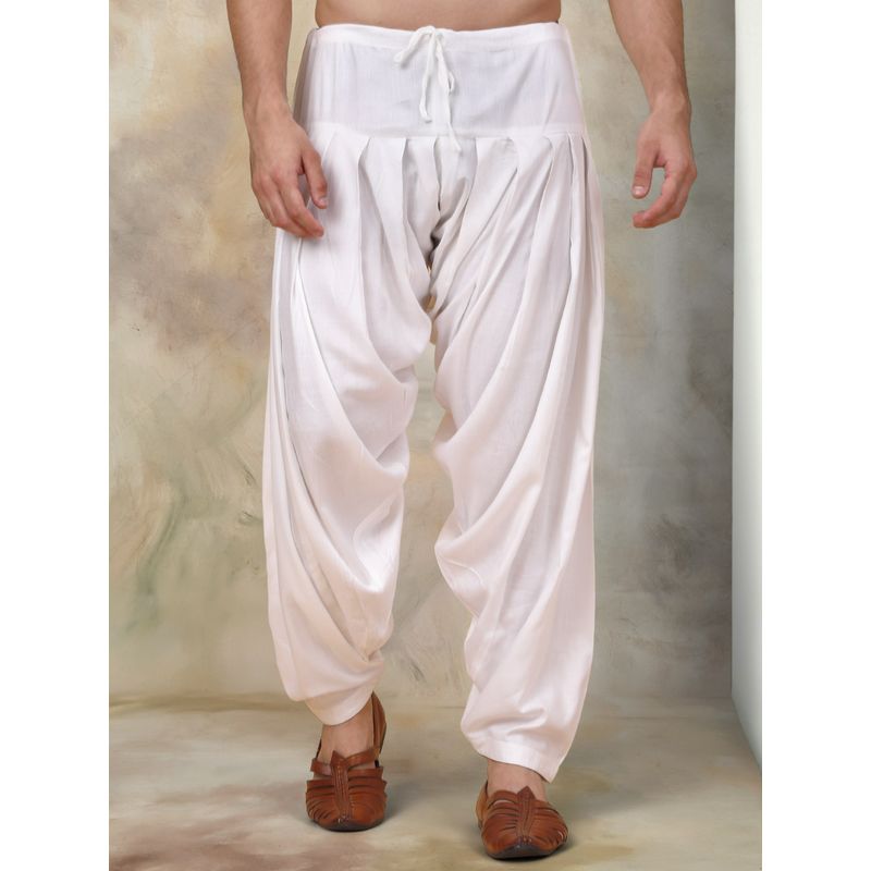 Jompers White Viscose Rayon Dhoti for Men (36)