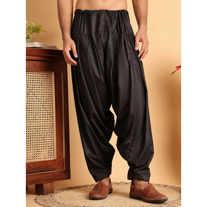 Jompers Black Viscose Rayon Salwar for Men (34)