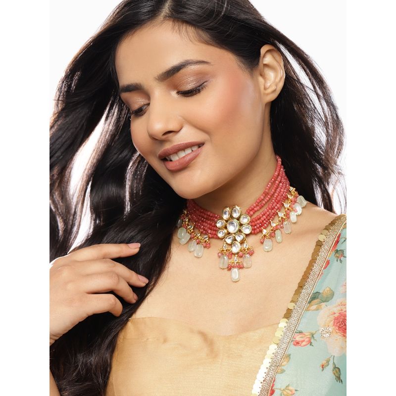 Pink and Kundan Stone Neckpiece- Ruby Raang main image 1