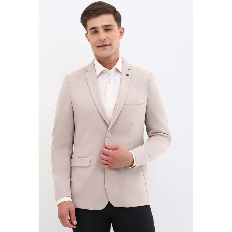 Allen Solly Men Beige Ultra Slim Fit Textured Formal Blazer (38)
