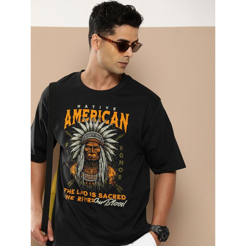 Difference of Opinion Black Graphic Oversized T-Shirt (M)