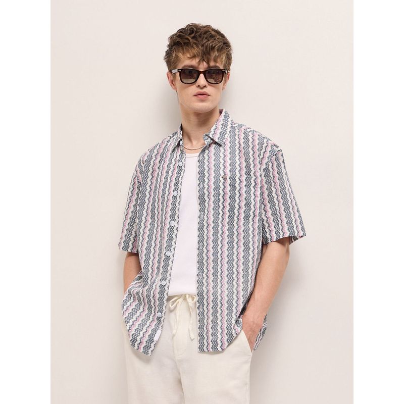 THE BEAR HOUSE Men Multi-Color Cotton Printed Casual Shirt (S)