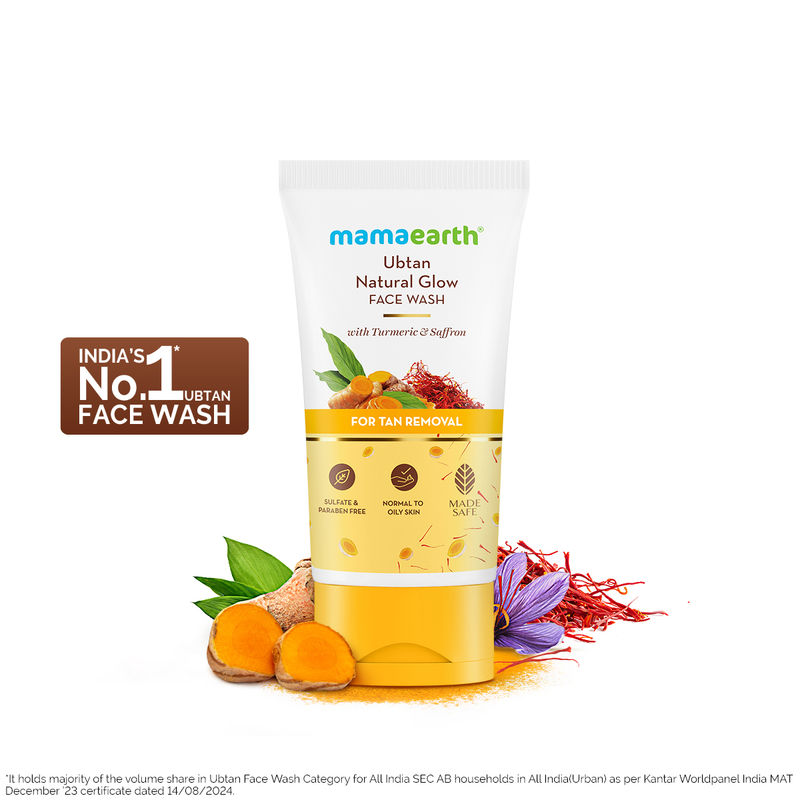 Mamaearth Ubtan Face Wash With Turmeric & Saffron For Tan Removal 150 ml | Skin Brightening