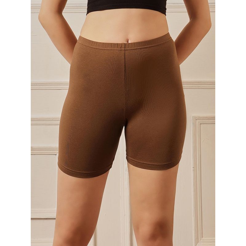 Clovia Women Brown Solid Cotton Boyshorts (L)