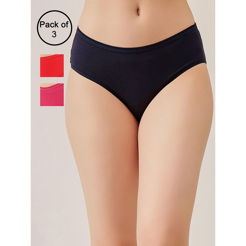 Clovia Women Multi-Color Cotton Bikini Panties (Pack of 3) (L)