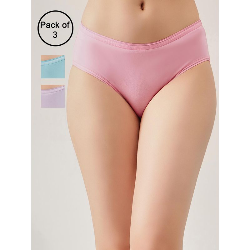 Clovia Women Multi-Color Cotton Bikini Panties (Pack of 3) (L)