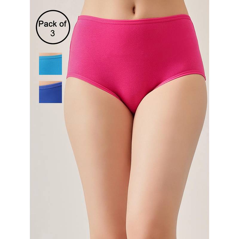 Clovia Women Multi-Color Cotton Hipster Panties (Pack of 3) (S)