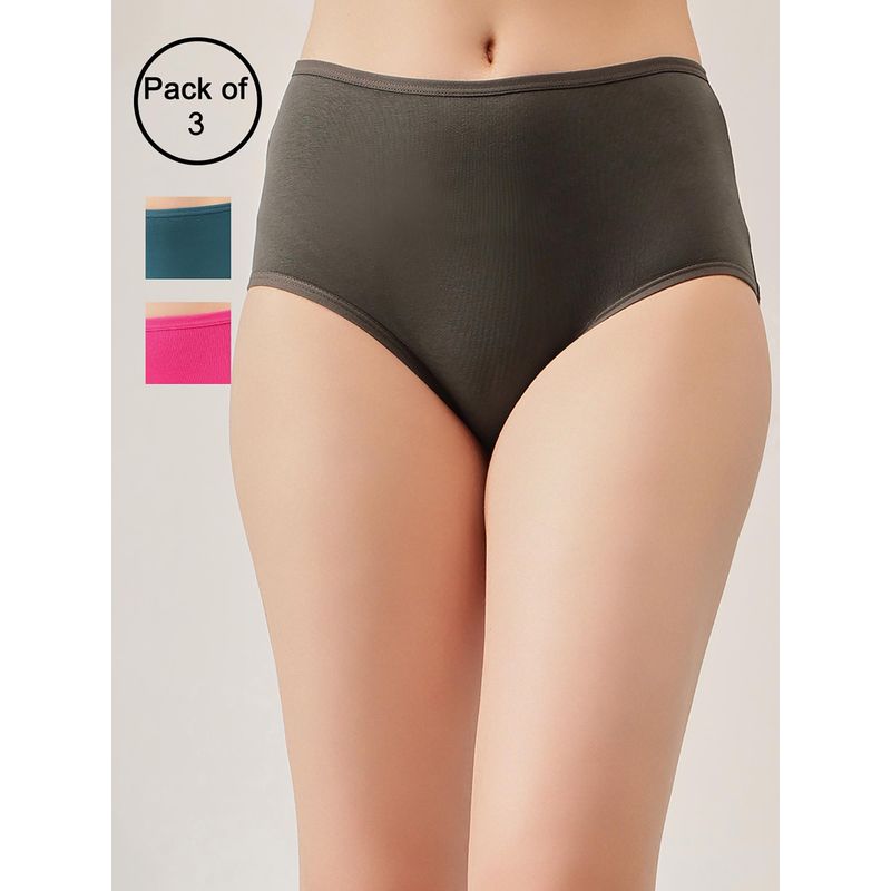 Clovia Women Multi-Color Cotton Hipster Panties (Pack of 3) (L)