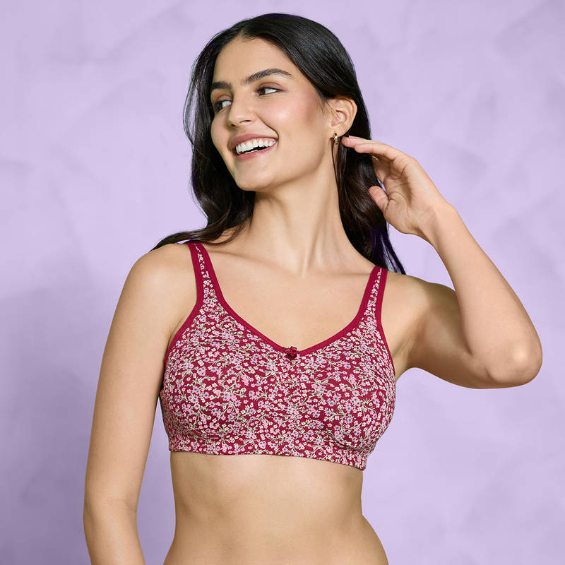 Nykd by Nykaa Delicate Floral Printed Encircled Bra-Maroon-NYB275 (32D)