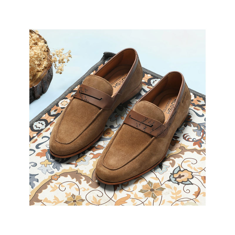 Ruosh The Koko Tan Men Formal Suede Slip-On Loafers (EURO 42)