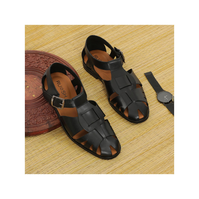 Ruosh The Andy Black Men Casual Sandals (EURO 44)