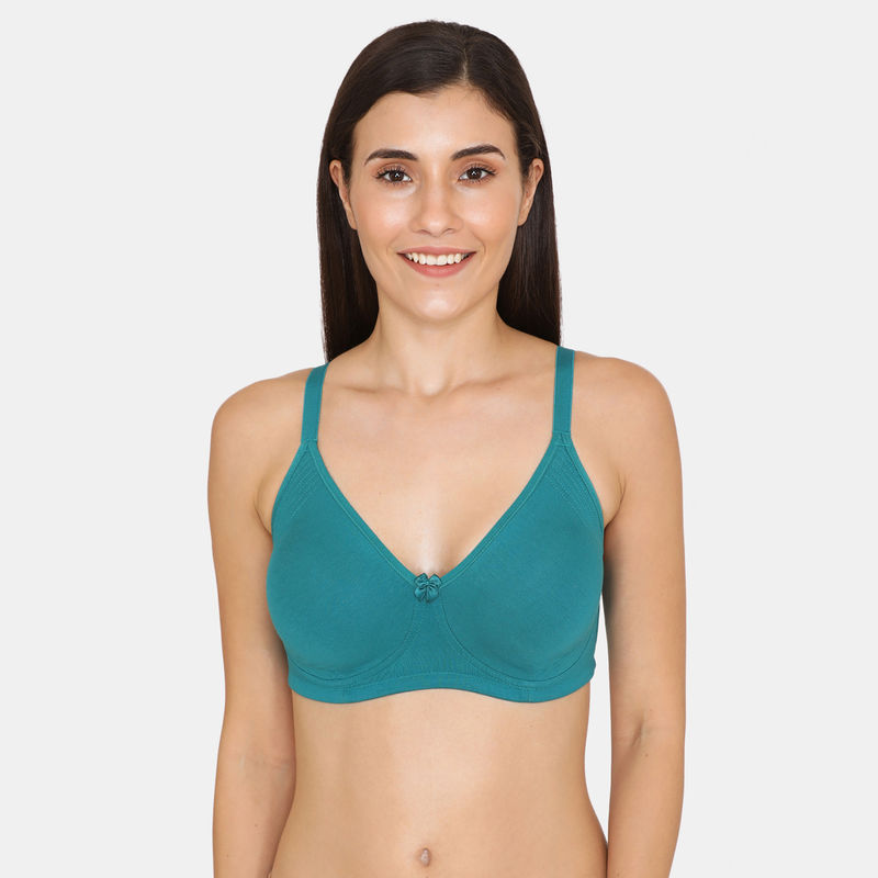 Zivame Rosaline Basics Double Layered Non Wired 3/4th Coverage Bra - Hrbour Blue (32B)