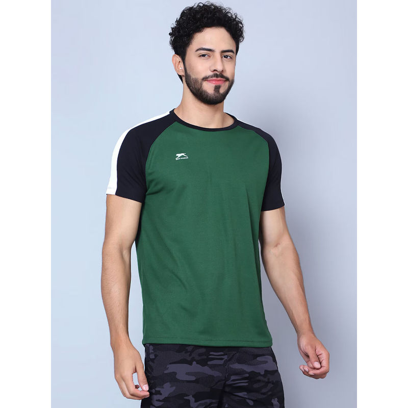 Shiv Naresh Green Colorblock Fitted Fit T-Shirt (36)