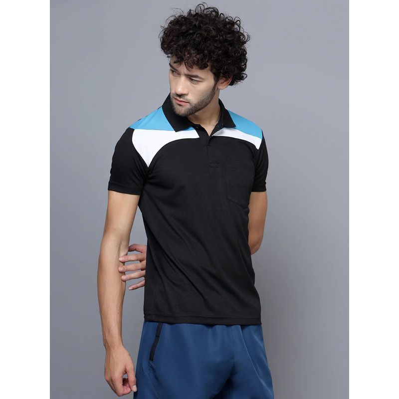 Shiv Naresh Black Colorblock Fitted Fit Polo T-Shirt (40)